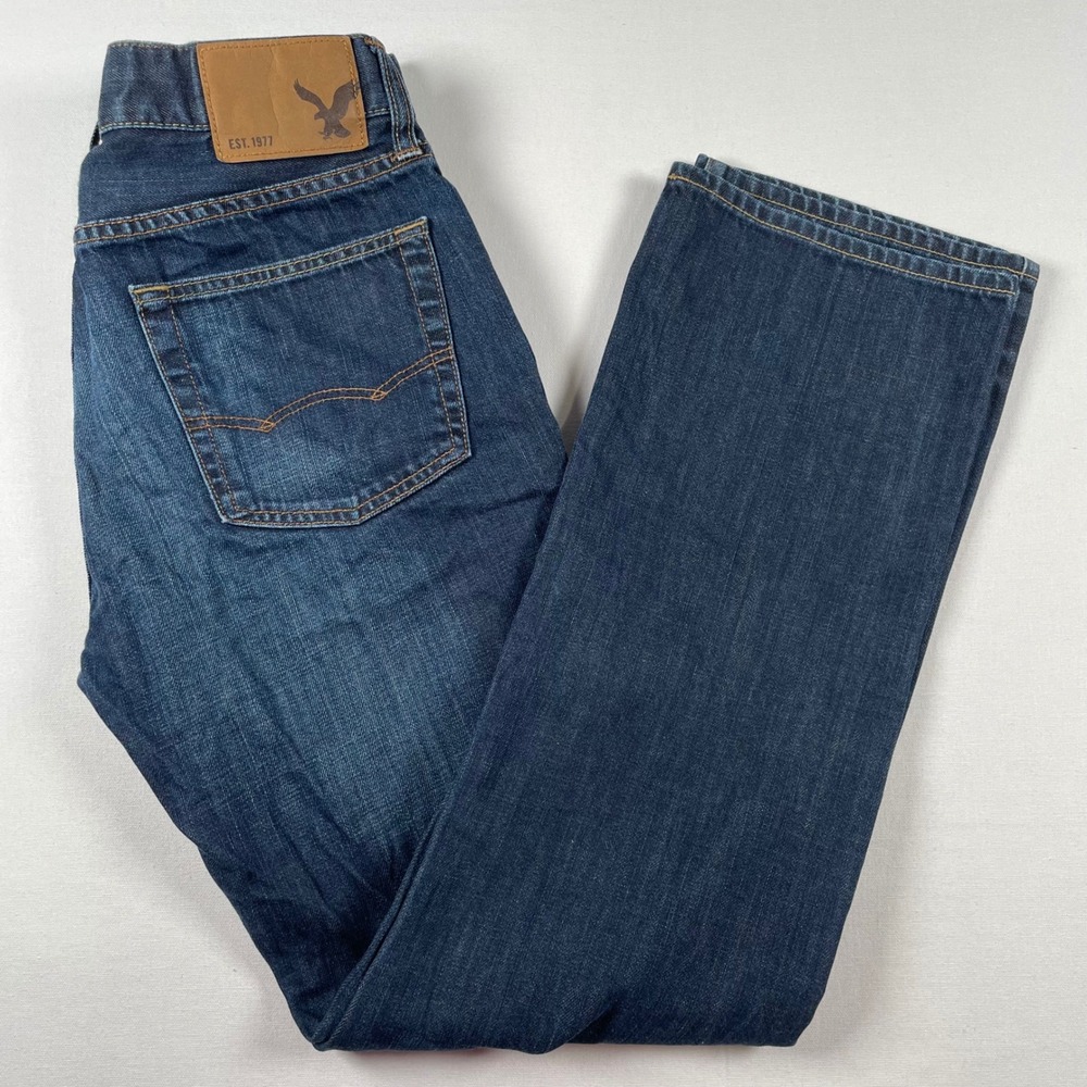 American Eagle Outfitters Men's Straight Jeans - Dark Blue
